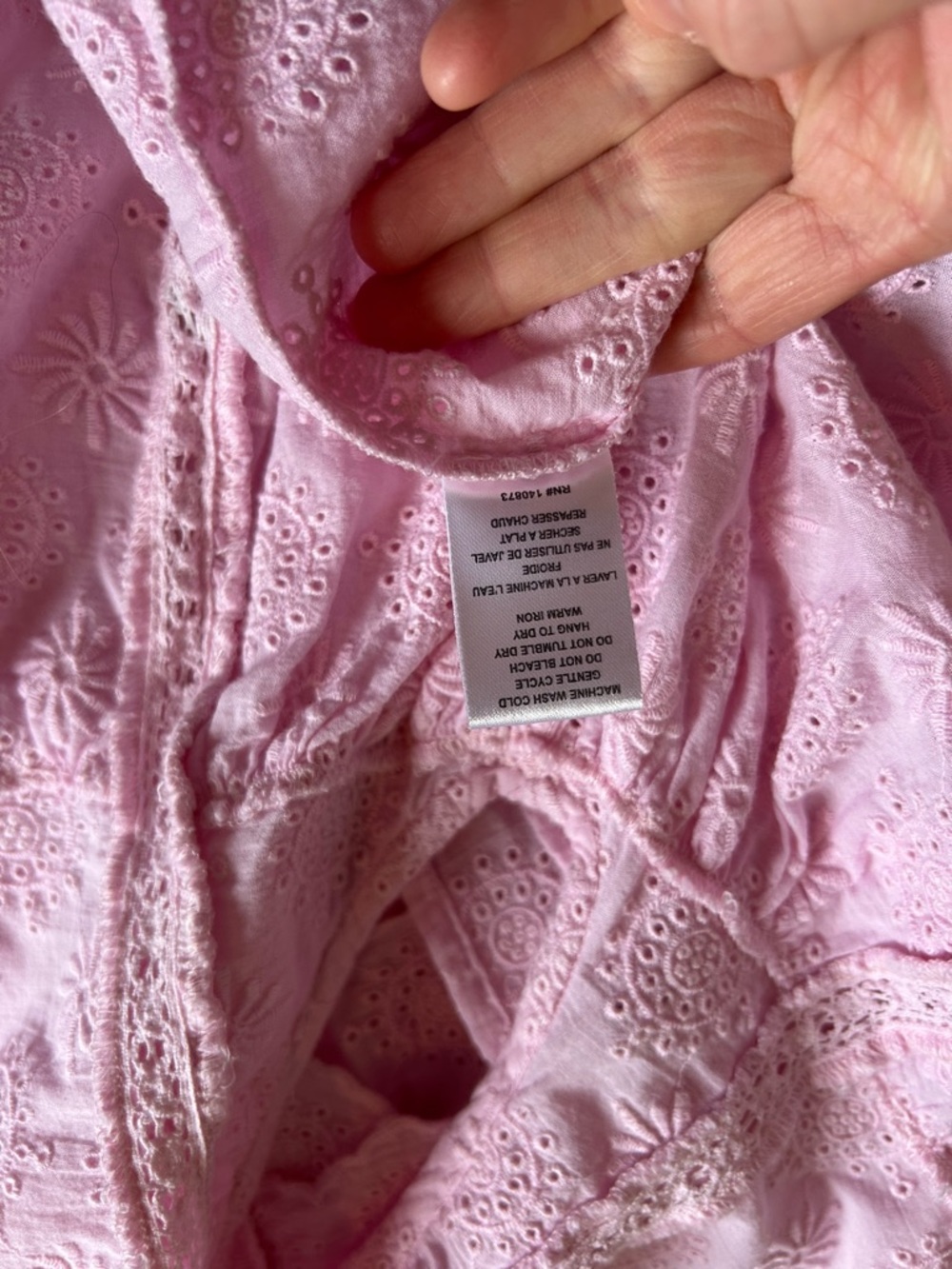Darling Girls’ Loveshack Fancy Pink Eyelet Ruffled Two-Piece Shirt and Skirt Set - Picture 4 of 8